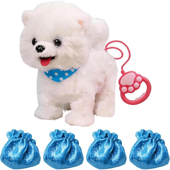 ddioayh Robot Dog Toy with Touch Sensing Voice Mimic Lifelike Sounds and Licking Motion Battery Powered Interactive Companion for Boys&Girls with 4 Foot Covers