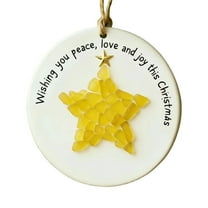 ddioayh Sea Glass Christmas Tree Ornament Handmade Beach Style Holiday Decoration with Natural Sand 8cm for Family Gatherings