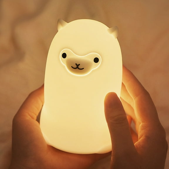 ddioayh Silicone Night Light With Pat Control - Alpacas Bedside Lamp 13cm, 1200mAh Rechargeable Battery, Soft Glow for Kids & Adults, Ideal Gift for Bedroom Decor (White)