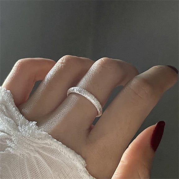 ddioayh Silver Sparkling Matte Ring for Women Elegant Jewelry Gift Idea Wedding Engagement Party Accessory with Durable Design