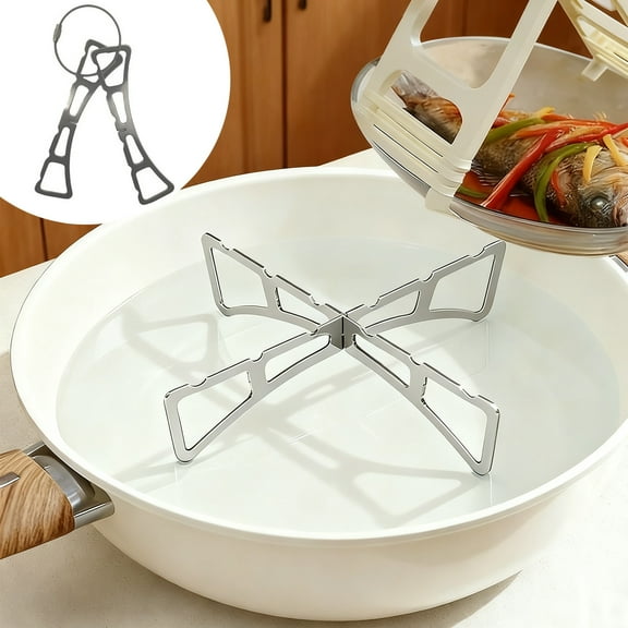 ddioayh Stainless Steel Steaming Rack for Camping & Kitchen, Detachable Tripod with Even Holes Design, 4.3x0.8 Inch Portable Steamer Stand for Even Cooking, No Water Accumulation