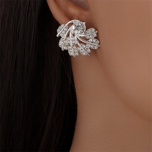 ddioayh Studded Leaf Earrings Snowflake Alloy Jewelry Gift for Women Birthday Wedding Anniversary