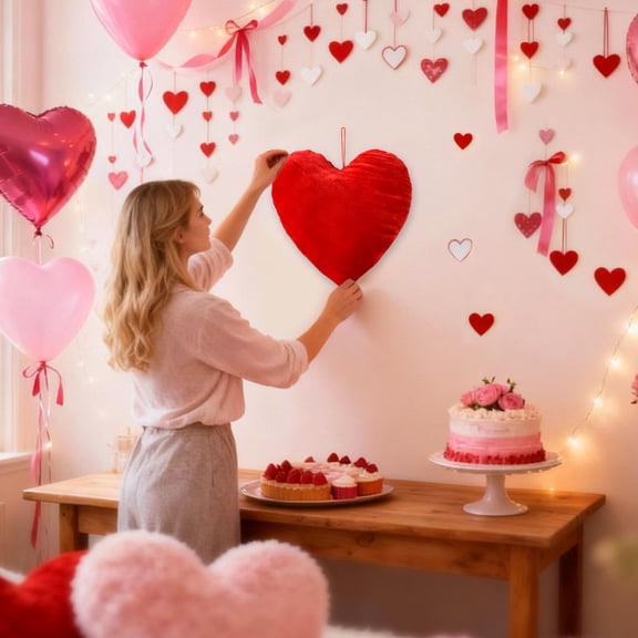 ddioayh Valentine's Day Heart Ornaments Hanging Decor Beautiful Teardrop Shape Multifunctional Floral Decoration for Home Party Wedding Indoor Outdoor Use