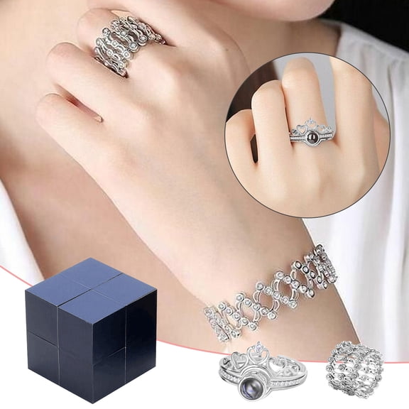 ddioayh Valentine's Day Jewelry Set for Her with Adjustable Telescopic Bracelet and Ring, Includes Elegant Gift Box - Excellent for Valentine's Gifts, Anniversaries and Birthdays