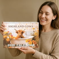ddioayh Wall Calendar 2026, Scottish Highland Cow Design (28x21cm/11x8.27in) - 12-Month Matte Paper Monthly Planner, Multicolor for Home/Office, 1Pcs