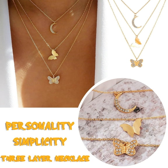 ddioayh Women's Fashion Necklace Vintage Marine Style Multilayer Tassel Pendant with Diamond Accents Elegant Statement Jewelry Gift for Beach Wedding Party