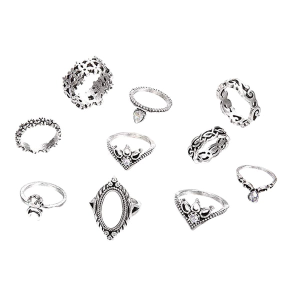 ddioayh Ldies Bohemian Vintage Crystal Rings,Knuckle Ring Set for Women,Vintage Stackable Finger Rings Set