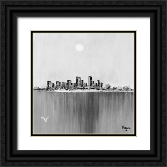 de Bruijn, Hans 26x26 Black Ornate Wood Framed with Double Matting Museum Art Print Titled - New York Skyline II