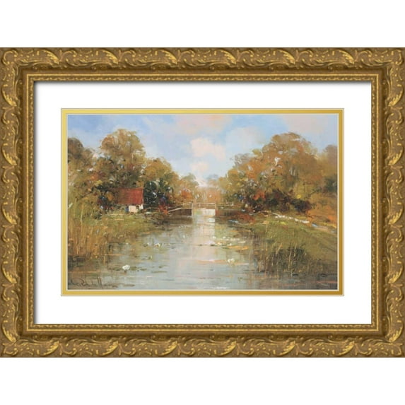 de Haan, Rob 18x13 Gold Ornate Wood Framed with Double Matting Museum Art Print Titled - Aan de waterkant II