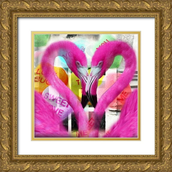 de Haas, Mascha 20x20 Gold Ornate Wood Framed with Double Matting Museum Art Print Titled - Flamingo