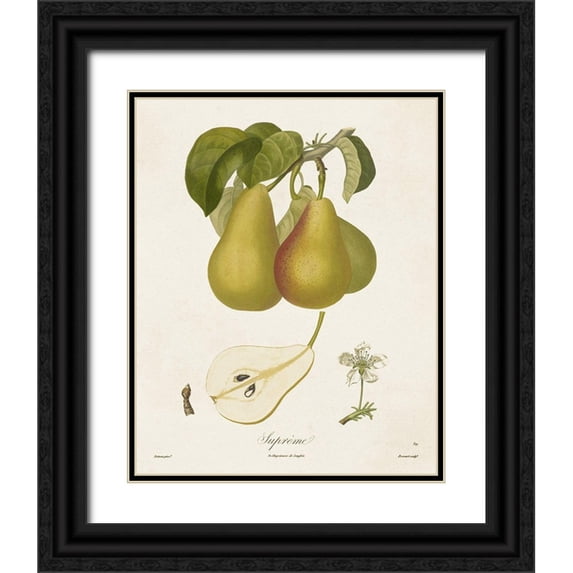 de Langlois 26x32 Black Ornate Wood Framed with Double Matting Museum Art Print Titled - Vintage Pears V