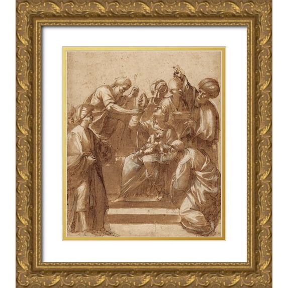 de Ribera, Jusepe 15x17 Gold Ornate Wood Framed with Double Matting Museum Art Print Titled - Adoration of the Magi