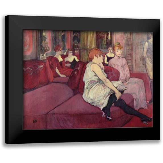 de Toulouse-Lautrec, Henri 14x12 Black Modern Framed Museum Art Print Titled - In the Salon at the Rue des Moulins