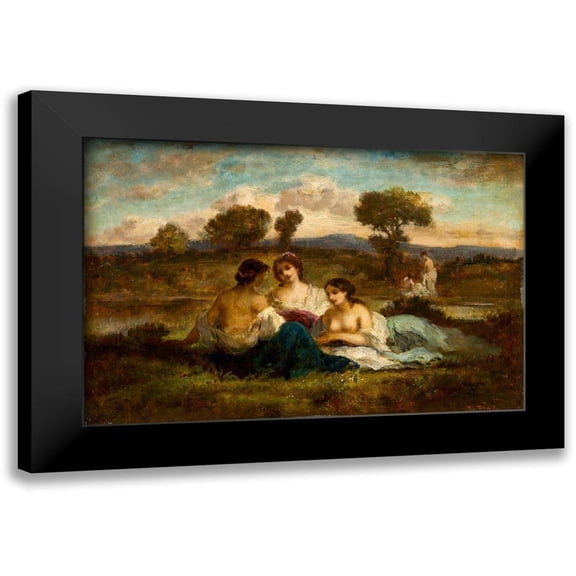de la Pena, Narcisse Diaz 14x11 Black Modern Framed Museum Art Print Titled - The Bathers