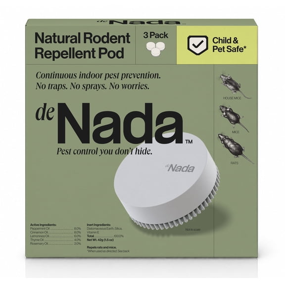 deNada Rodent Pod, Plant-Based Rodent Repellent, Natural Pest Control Pods, Repellent for Mice, Rats, Insects, 3 Pack