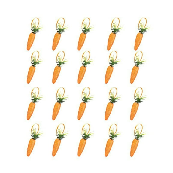3 Inch Easter Carrot Hanging Ornaments-20PCS Artificial Spring Fall Foam Glitter Powder Carrot,Realistic Mini Carrots Hanging Pendant