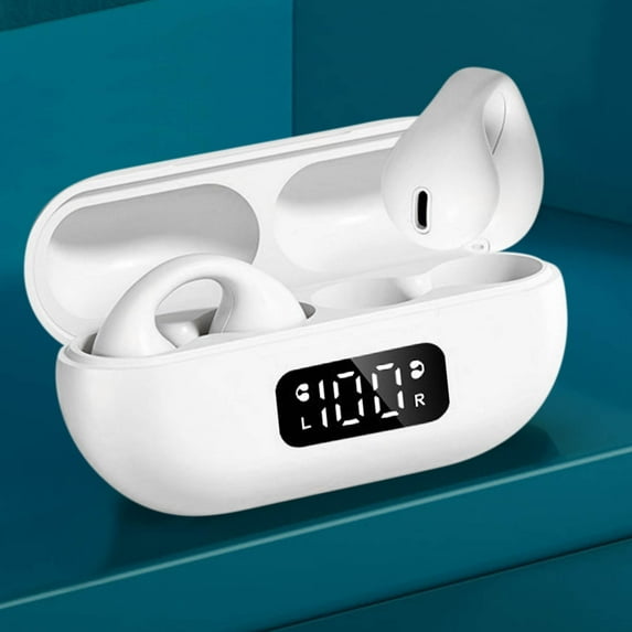 Open Ear Clip Wireless Earbuds Bluetooth 5.4, Lightweight Comfort Sports Bone Conduction Headphones Built-in Mic for Clear Audio, Stable Fit Earphones 24H Play