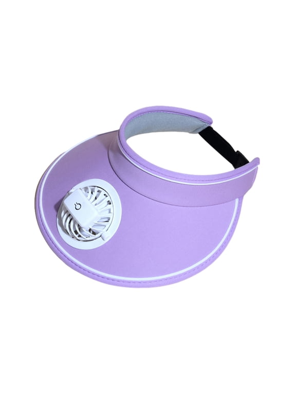 Sun Visors Hat with Fan for Women - Fan Visor Hat - Three Gear Mediation and Large Area Sun Protection(Purple)