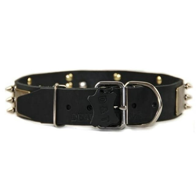 dean and tyler "the antique", leather dog collar with solid brass hardware - black - size 28-inch by 1-1/2-inch, fits neck 26-inch to 30-inch