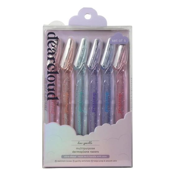 dearcloud Dear Sparkle Multipurpose Dermaplane Razors  Set of 6  Flawless Facial Hair Remover, Dermaplane Razor for Women Face & Exfoliation Tool (Dear Sparkle)