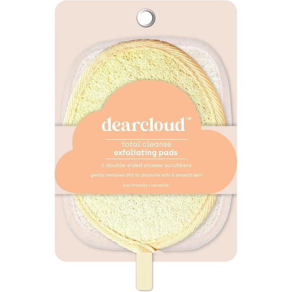 dearcloud Gentle Cleanse Exfoliating Set Double-Sided Loofah & Shower Scrubber Reusable Exfoliating Body Scrubber & Body Scrubber Exfoliator (Orange)