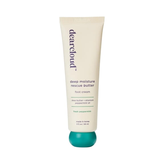 dearcloud Rescue Butter Foot Cream - Ultra Hydrating for Dry, Cracked Heels (Fresh Peppermint)