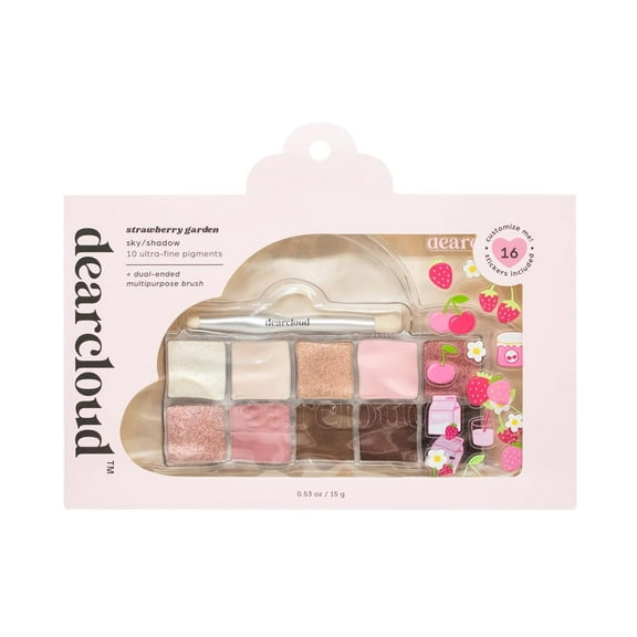 dearcloud Sky/Shadow  Strawberry Garden  eye shadow palette makeup with 10 Ultra-Fine Pigments & Dual-Ended eyeshadow brush  Korean beauty eye makeup (Strawberry Garden)