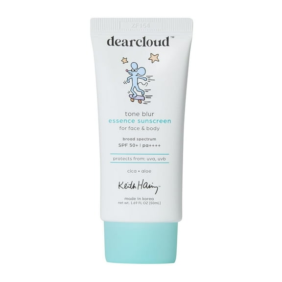 dearcloud x Keith Haring Tone Blur Essence Sunscreen SPF 50+ PA++++  Korean Sunscreen for Face, Primer & Vegan (1.69 fl oz)