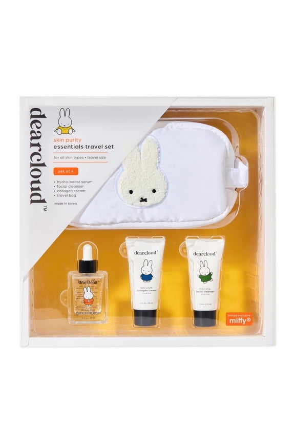 x Miffy Skin Purity Essentials Travel Set of 4 ($55 Value) - Korean Skin Care Travel Set  Hydrating Korean Skin Care Travel Essentials Set with Cosmetic Bag