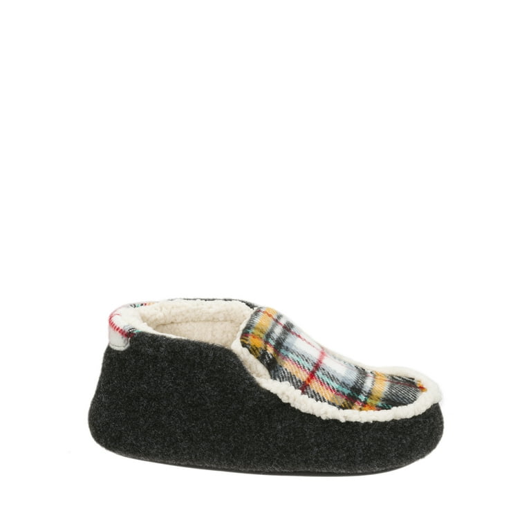 dearfoams boys kid s felt and plaid bootie slipper black 9 10 youth us little Walmart