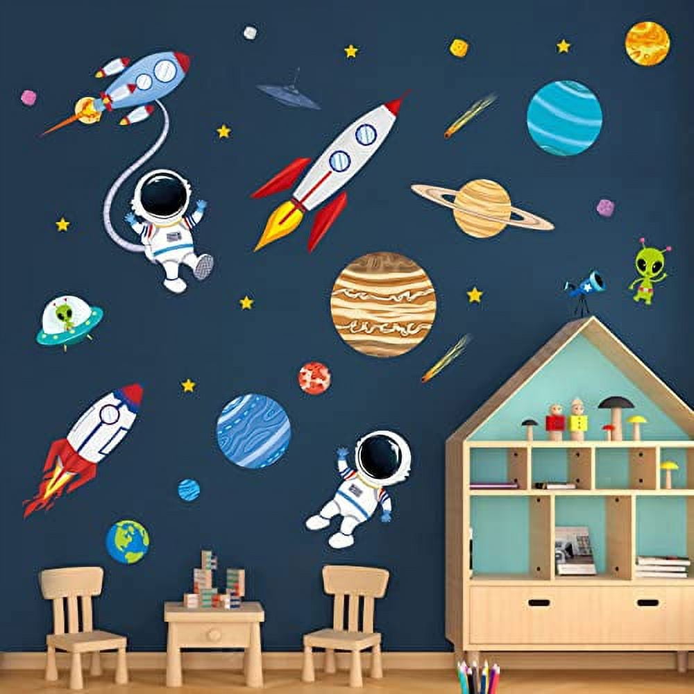 decalmile Outer Space Wall Decals Rocket Planets Astronaut Wall ...