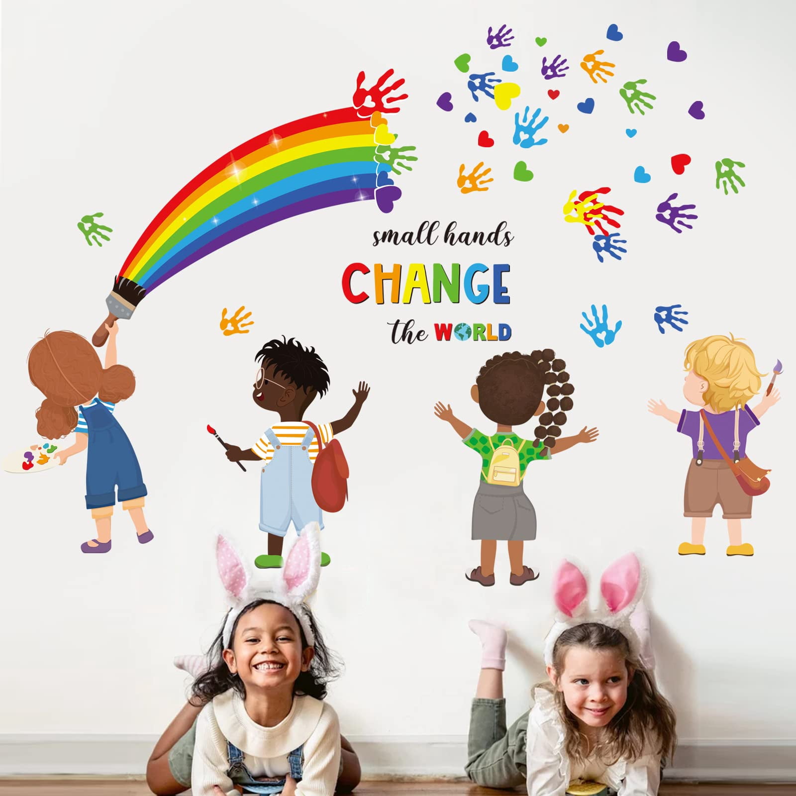 Hand Change decalmile Small Hands Change The World Equality Wall Stickers ...