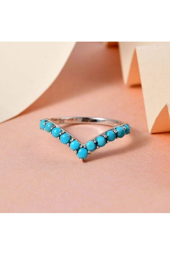 december birthstone, blue turquoise curve wedding band, white gold silver band, turquoise ring, turquoise stacking chevron band, gift idea