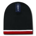 thumbnail image 1 of Double Striped Beanie, Blk/Wht/Red, 1 of 2