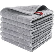 decorUhome 100% Cotton Terry Kitchen Dish Cloths, Ultra Soft and Absorbent Dish Towels for Kitchen, Perfect for Drying and Washing Dishes, 6 Pack, 12 x 12 Inches, Light Grey