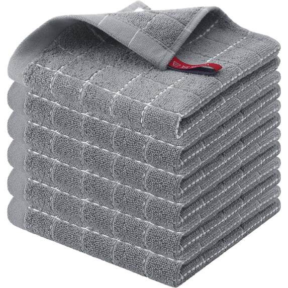 decorUhome 100% Cotton Terry Kitchen Dish Cloths, Ultra Soft and Absorbent Dish Towels for Kitchen, Perfect for Drying and Washing Dishes, 6 Pack, 12 x 12 Inches, Grey