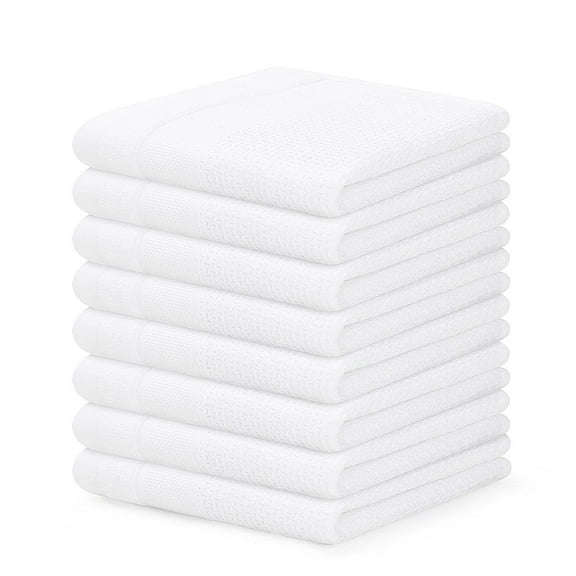 decorUhome 100% Cotton Waffle Weave Dish Cloths, 8 Pack - 12 x 12 Inches, Super Soft Absorbent Quick Drying Dish Towels, White