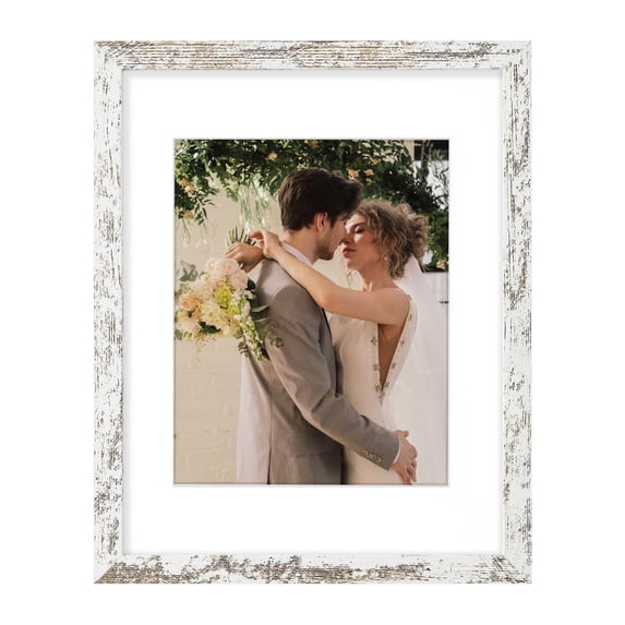 decorUhome 11x14 Matted to 8x10 Picture Frame, Photo Frame for Gallery Wall or Tabletop Display, Distressed White