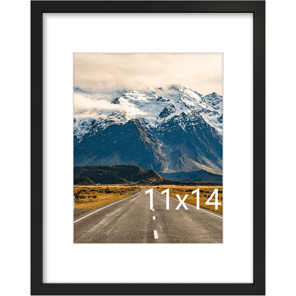 decorUhome 11x14 Picture Frame with Plexiglass - Large Black Poster Frame for Wall Display - Includes 8x10 Mat, Made of Durable PVC Design