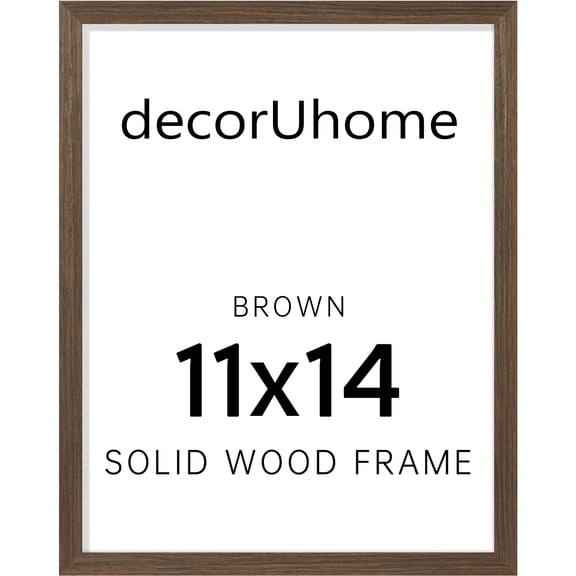 decorUhome 11x14 Solid Wood Picture Frame, Display 8x10 Pictures with Mat or 11x14 without Mat, Photo Frame for Home Decor, Brown