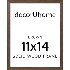 decorUhome 11x14 Solid Wood Picture Frame, Display 8x10 Pictures with Mat or 11x14 without Mat, Photo Frame for Home Decor, Brown