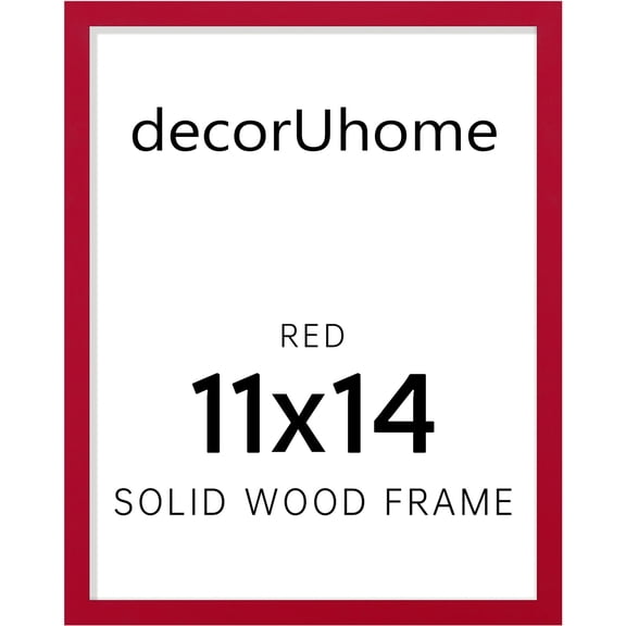 decorUhome 11x14 Solid Wood Picture Frame, Display 8x10 Pictures with Mat or 11x14 without Mat, Photo Frame for Home Decor, Red