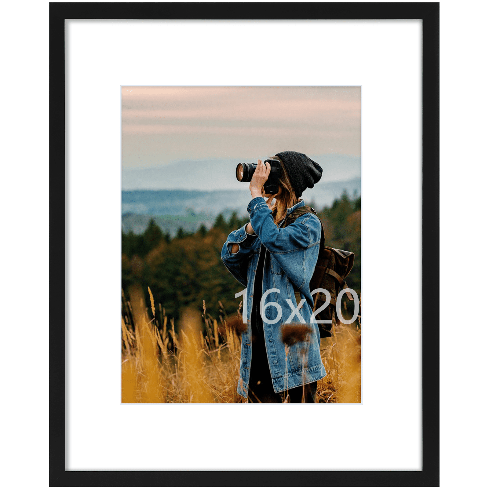 decorUhome 16x20 Picture Frame for Wall, Plexiglass, Displays Poster 11x14 with Mat or 16x20 without Mat, PVC Frame Material, Horizontal or Vertical Hanging, Black