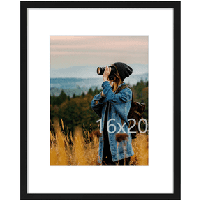 decorUhome 16x20 Picture Frame for Wall, Plexiglass, Displays Poster 11x14 with Mat or 16x20 without Mat, PVC Frame Material, Horizontal or Vertical Hanging, Black