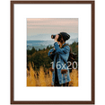 thumbnail image 1 of decorUhome 16x20 Picture Frame for Wall, Plexiglass, Displays Poster 11x14 with Mat or 16x20 without Mat, PVC Frame Material, Horizontal or Vertical Hanging, Brown, 1 of 10