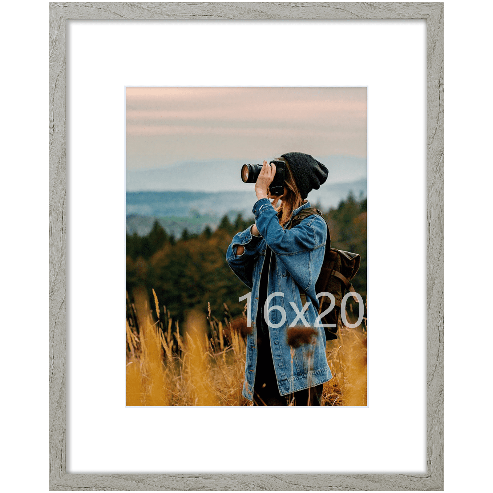 decorUhome 16x20 Picture Frame for Wall, Plexiglass, Displays Poster 11x14 with Mat or 16x20 without Mat, PVC Frame Material, Horizontal or Vertical Hanging, Grey