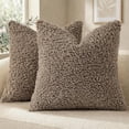 thumbnail image 1 of decorUhome 2 Pack Faux Fur Decorative Sherpa Throw Pillow Covers 18x18 Inch Fuzzy Accent Soft Pillow Cases for Couch Bed Sofa, Khaki, 1 of 9