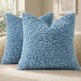 thumbnail image 1 of decorUhome 2 Pack Faux Fur Decorative Sherpa Throw Pillow Covers 20x20 Inch Fuzzy Accent Soft Pillow Cases for Couch Bed Sofa, Light Blue, 1 of 9