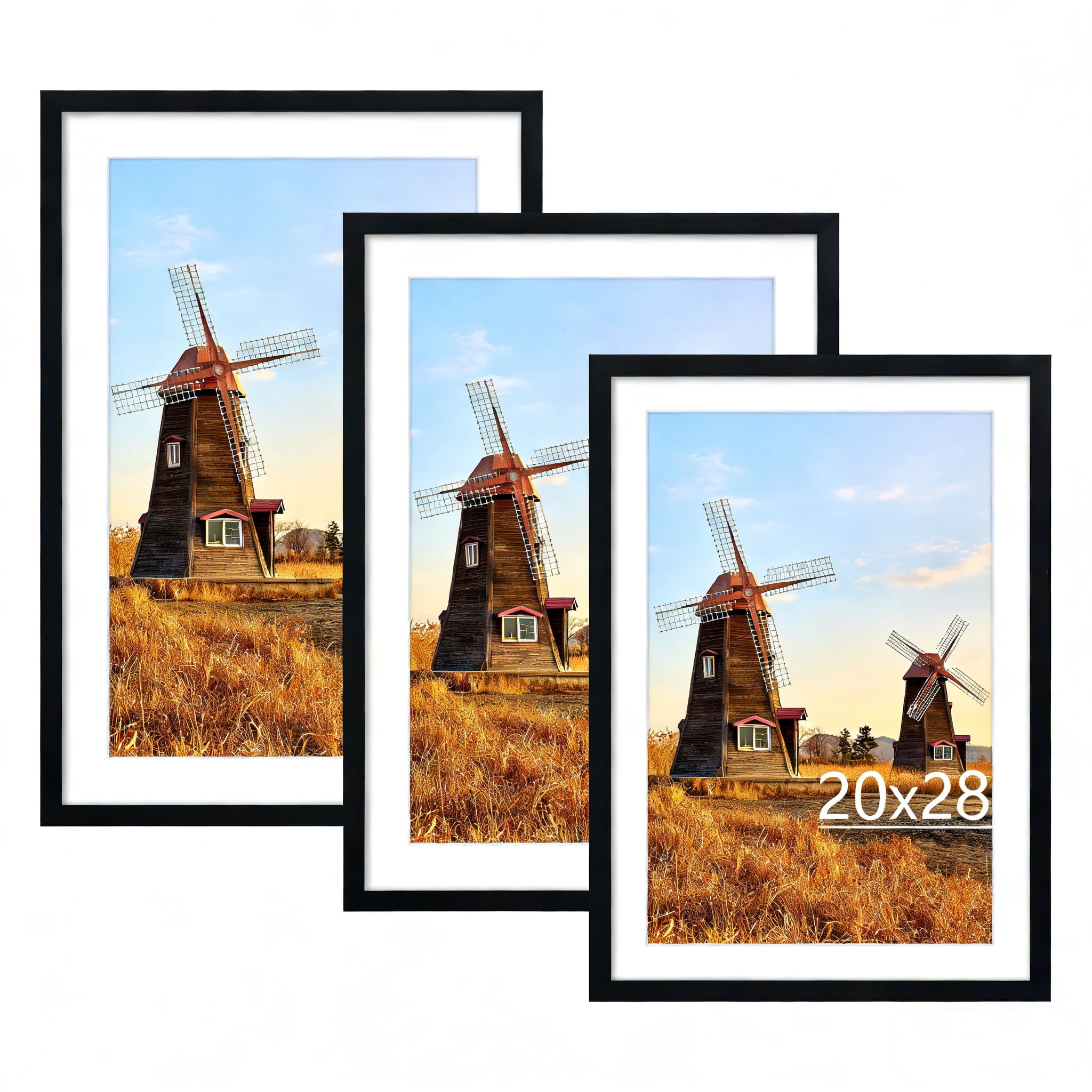 decorUhome 20x28 Picture Frame with Plexiglass Set of 3 - Large Black ...