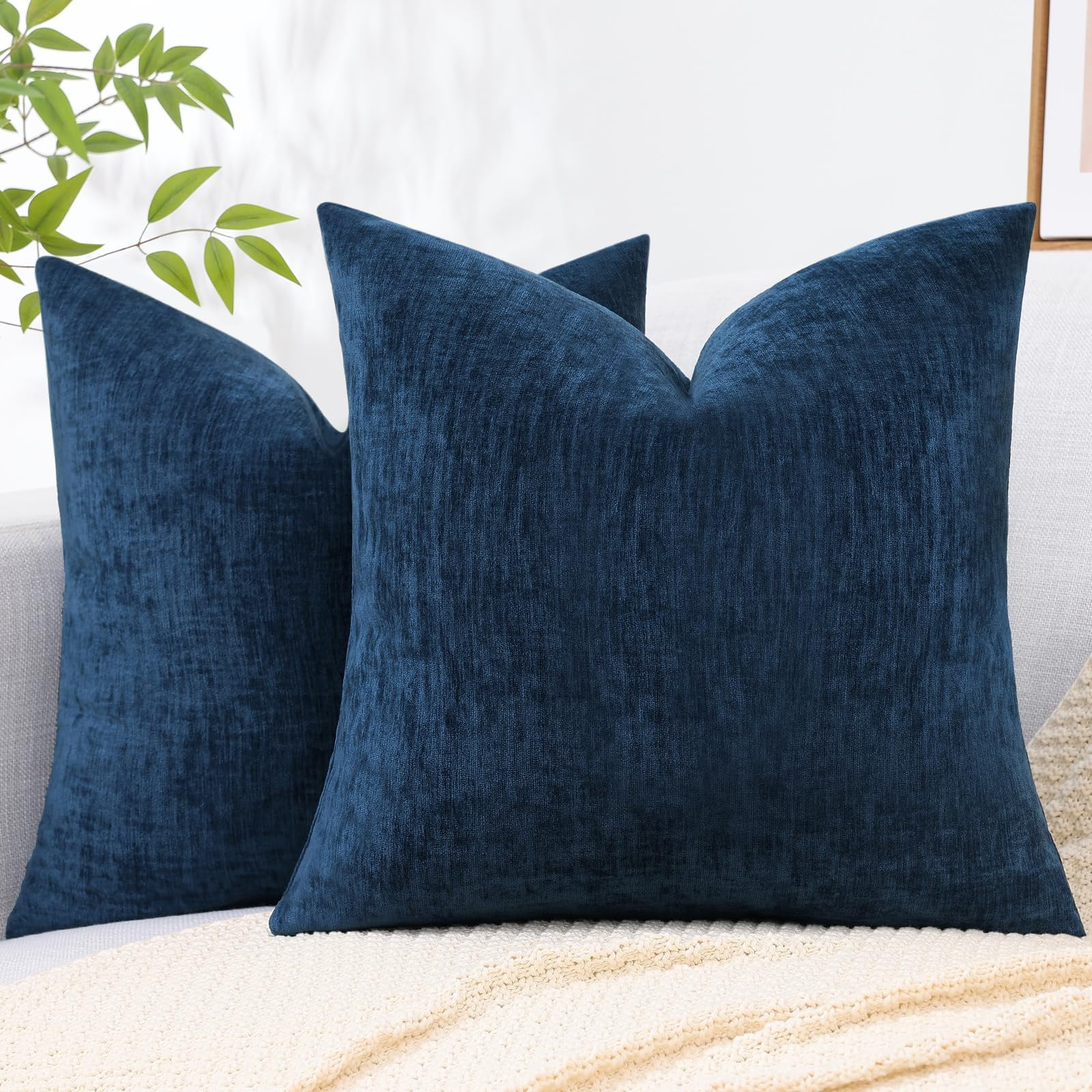decorUhome 24x24 Set of 2 Throw Pillow Covers, Decorative Soft Chenille ...